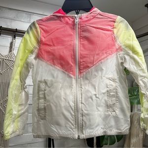 Zella Girl windbreaker jacket coat white neon pink yellow XXS